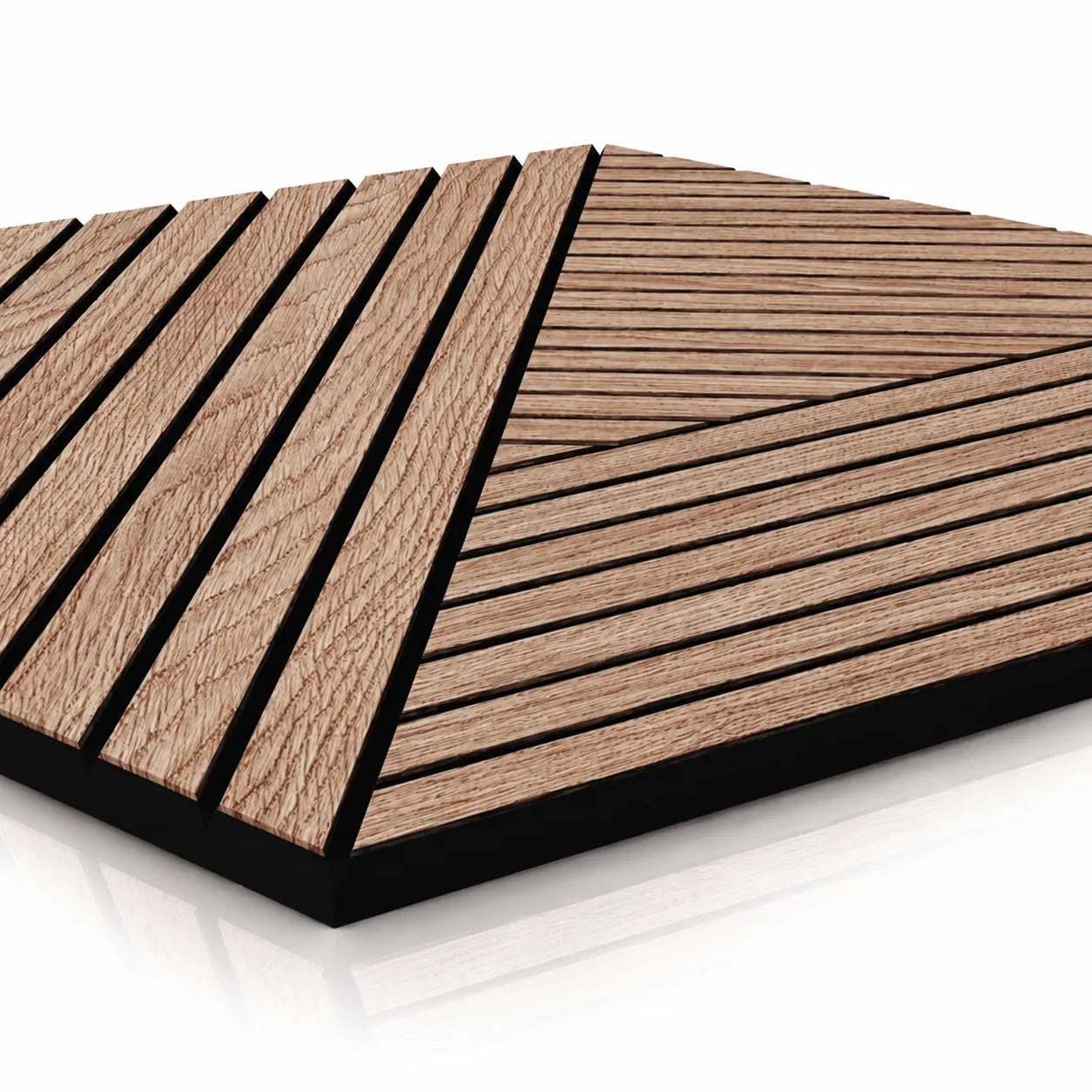Close-up of Walnut GrooveCraft MDF panel with black MDF core