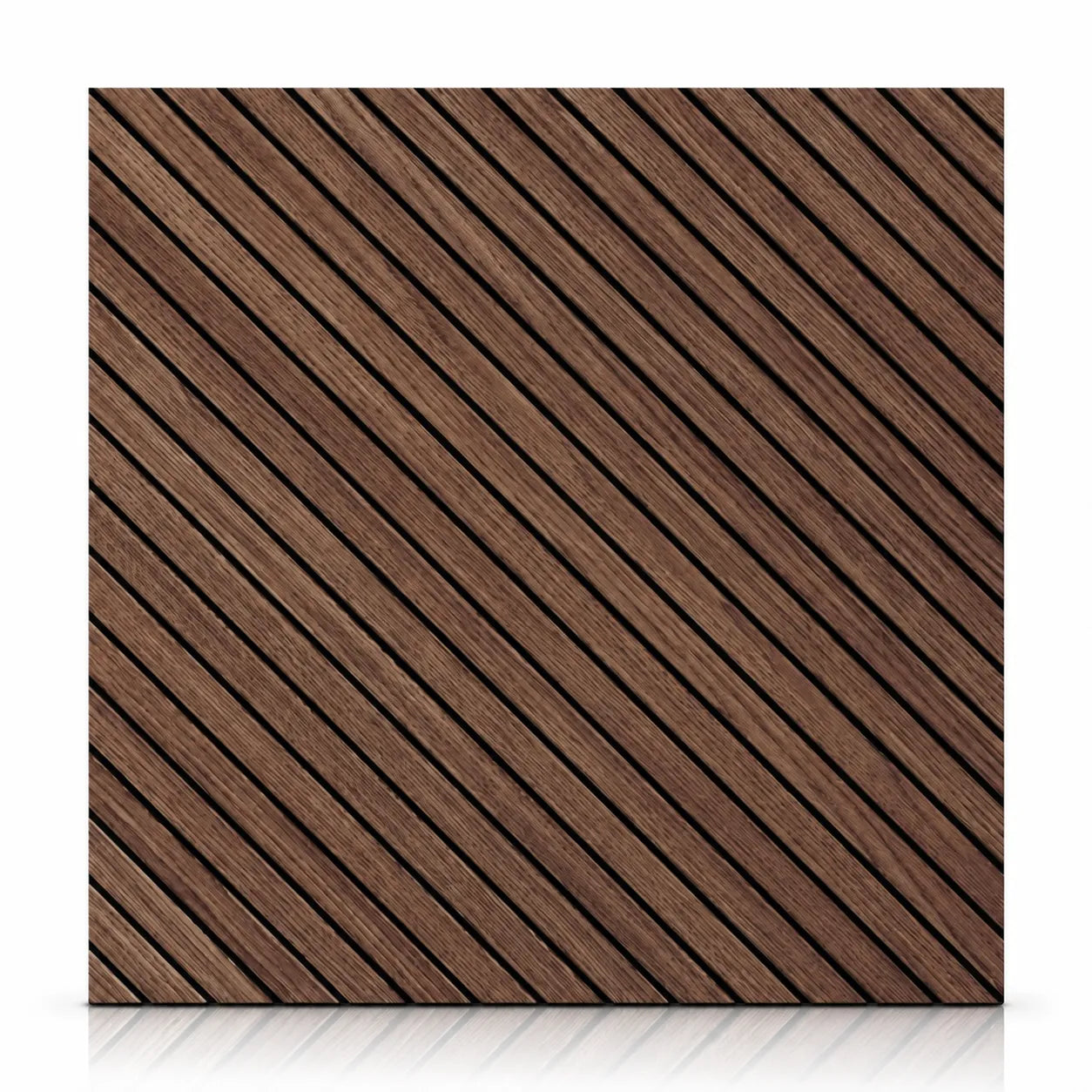 Walnut GrooveCraft MDF wall panel with diagonal wood slat pattern