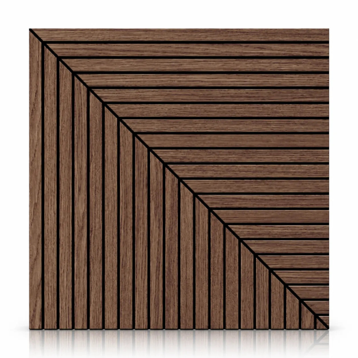 Walnut GrooveCraft Model 6 MDF wall panel 50 x 50 cm front view