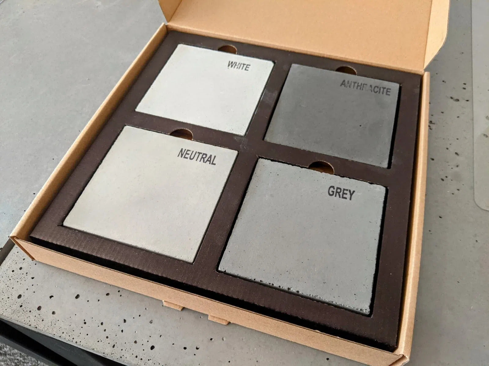 Wallset Concrete Wall Panels sample box in various colors | DecorMania UK 