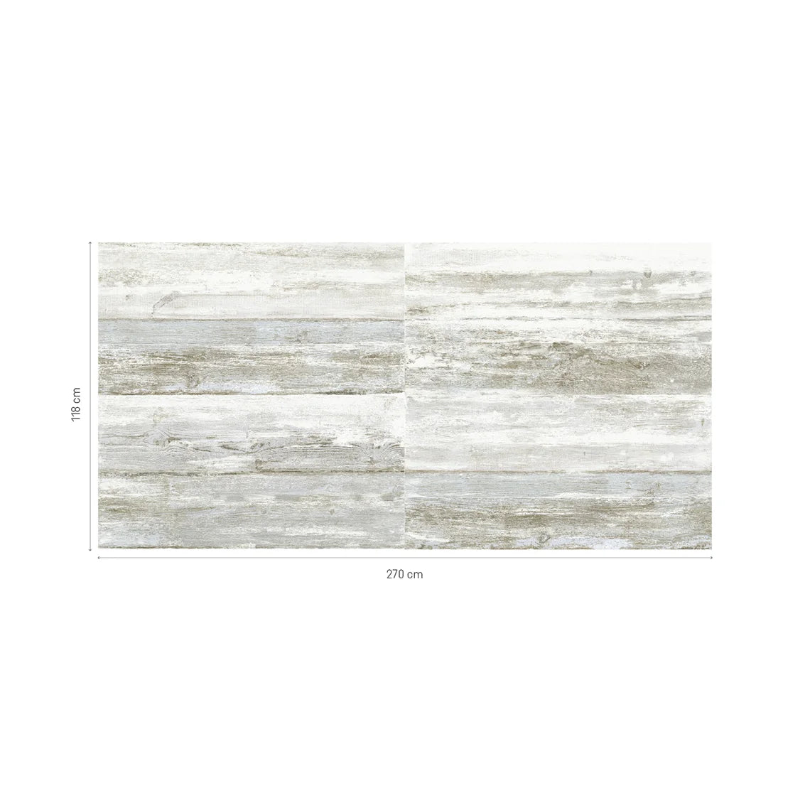 Wood Vintage panel layout showing two columns and four rows, measuring 270 cm wide by 118 cm high