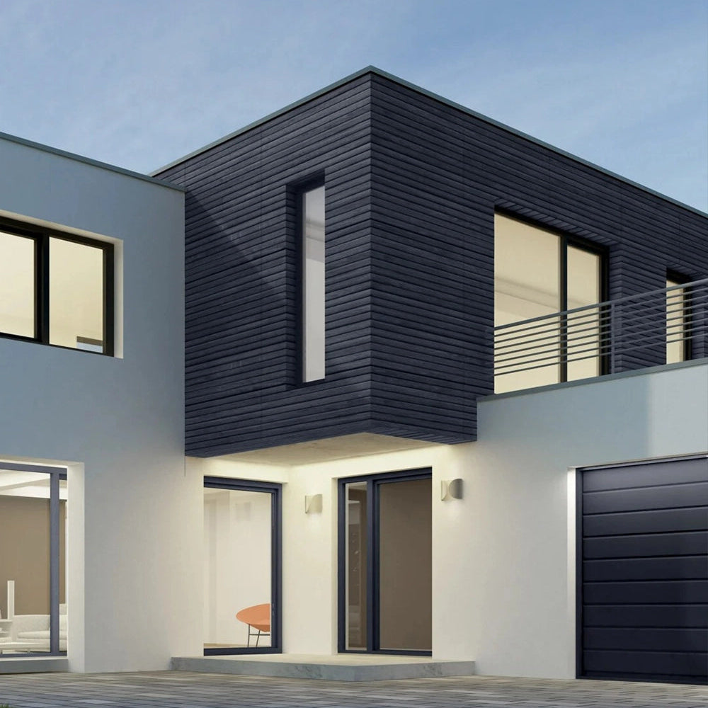 Wood Texture Flexible Wall Panels GRAPHITE on the ouside house wall DecorMania UK