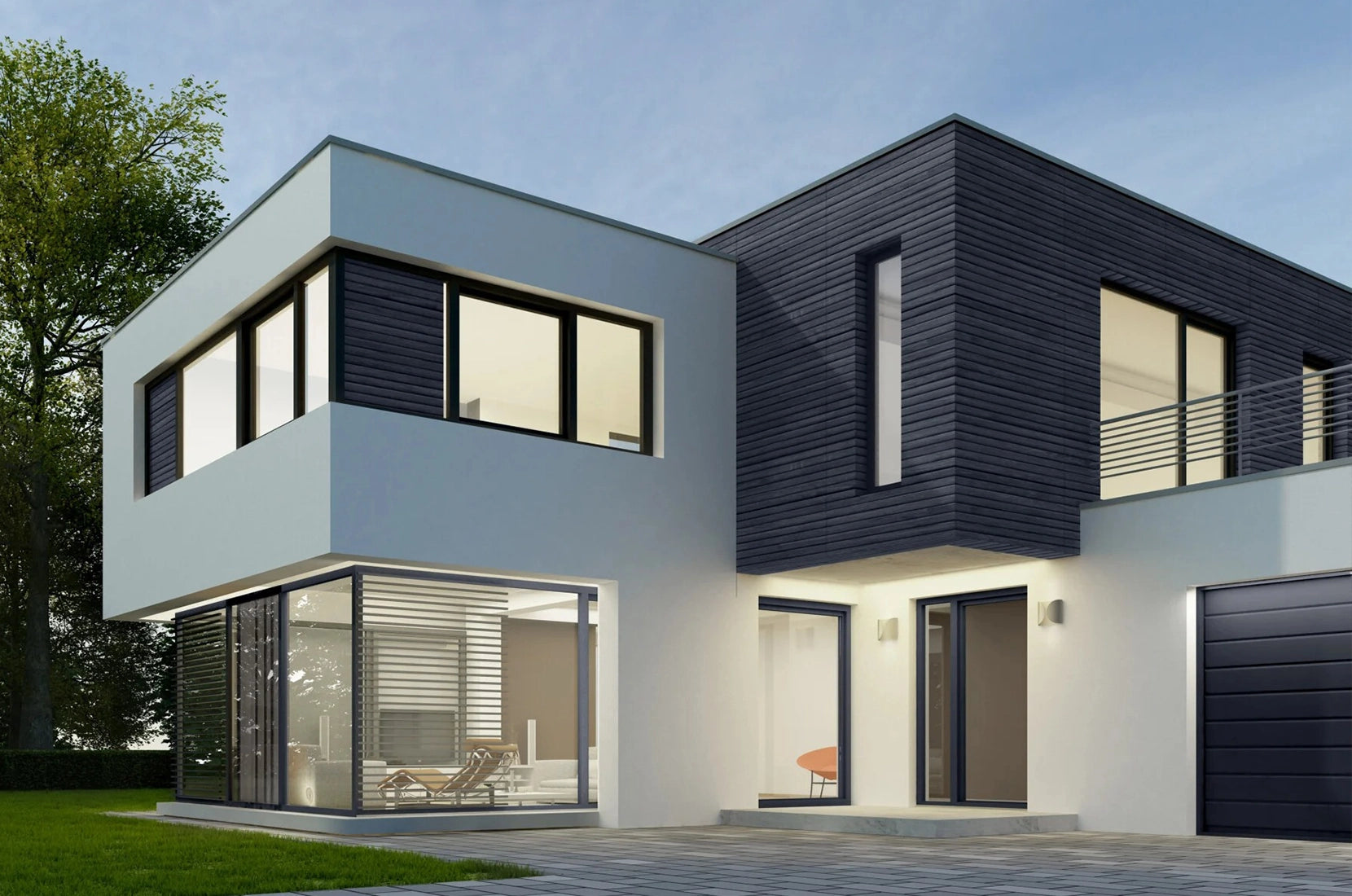 Wood Texture Flexible Wall Panels GRAPHITE on house elevation DecorMania UK