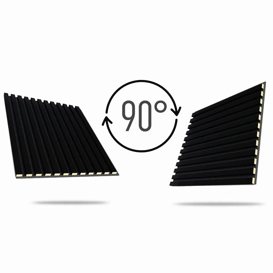 Wooden Acoustic Panels - BLACK Wall Slats on white background DecorMania UK