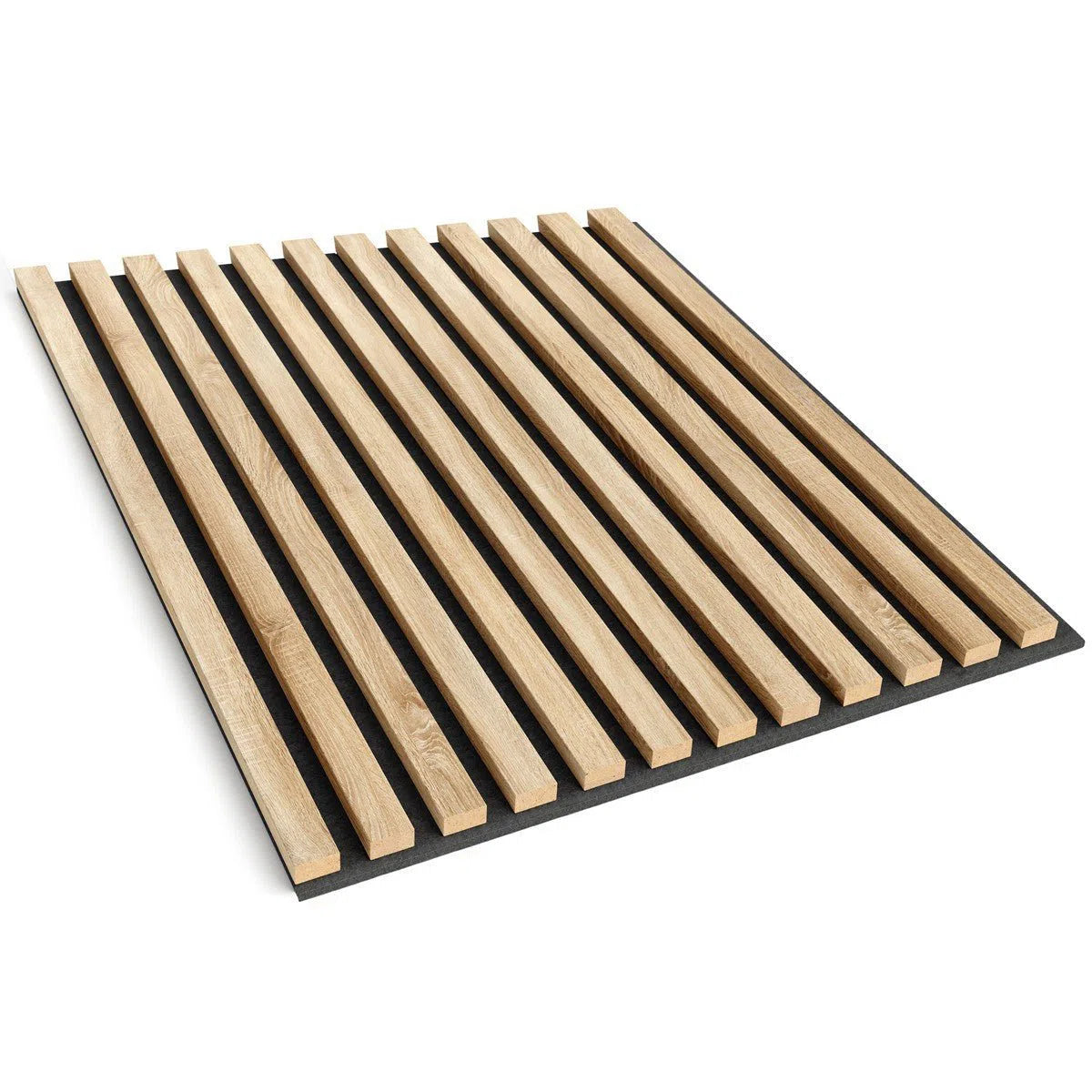 Wooden Acoustic Panels - GREY OAK Wall Slats on white background DecorMania UK