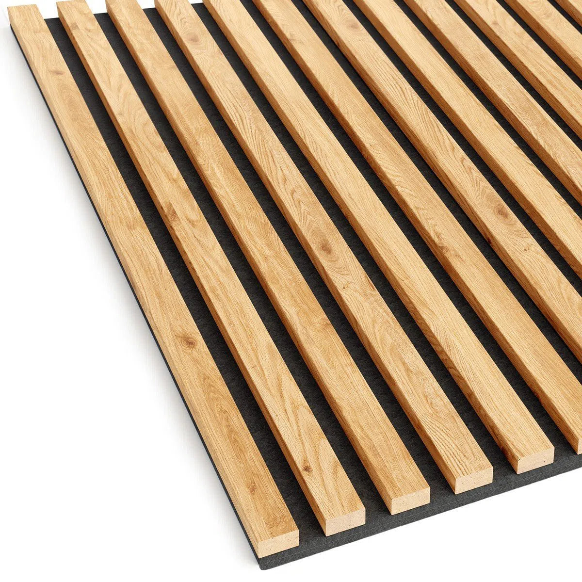 Wooden Acoustic Panels - NATURAL OAK Wall Slats on white background DecorMania UK