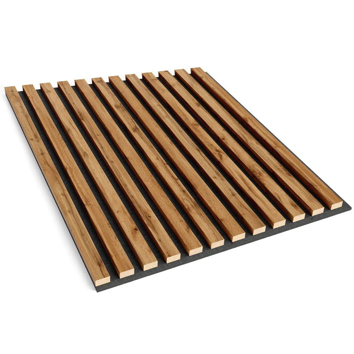 Wooden Acoustic Panels - RUSTIC OAK Wall Slats on white background DecorMania UK
