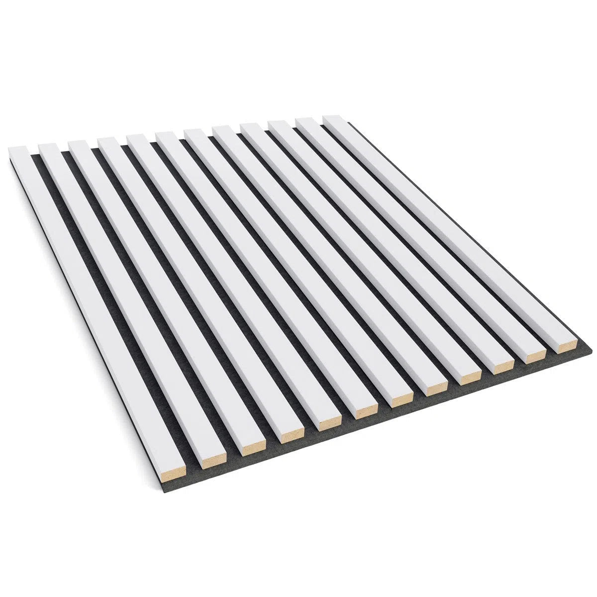 Wooden Acoustic Panels - WHITE Wall Slats on white background DecorMania UK