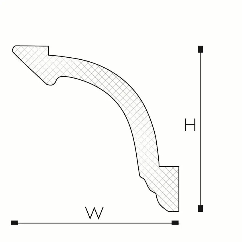 Dimensions of Arcadia Z72 NMC Ceiling Coving 2.44M W 155mm x H 105mm | DecorMania UK