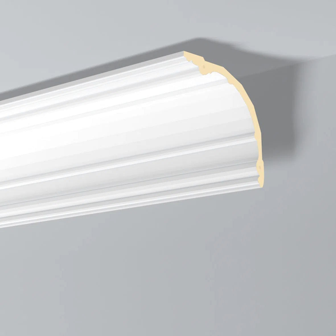 GABRIELLA (Z73) 2.44M NMC Ceiling COVING on grey ceiling | DecorMania UK 