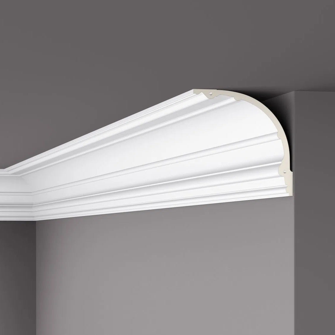 GABRIELLA (Z73) 2.44M NMC Ceiling Coving on a grey ceiling | DecorMania UK 