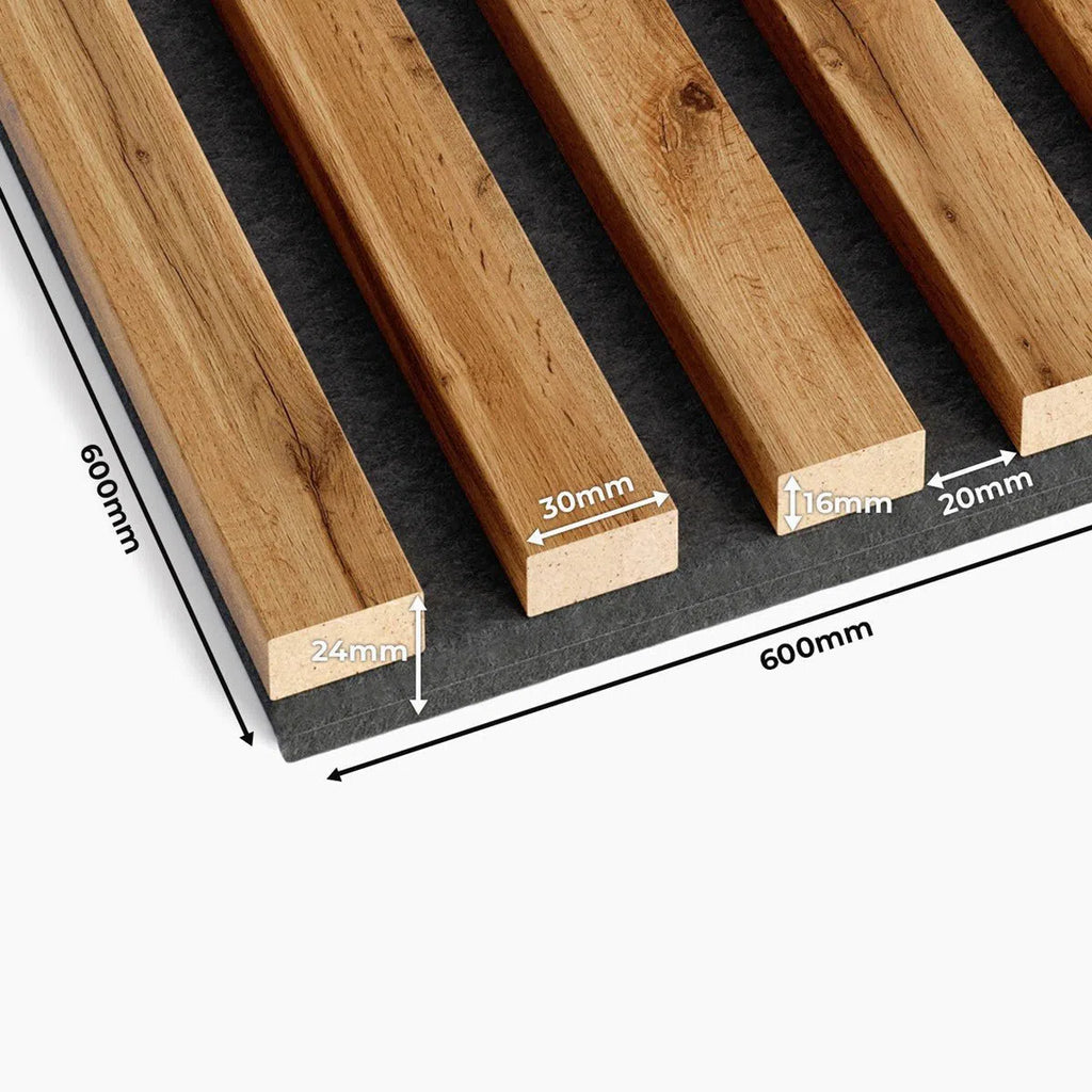 Acoustic Slats panel square - Rustic OAK - Slats acoustic 3D Panels | DecorMania