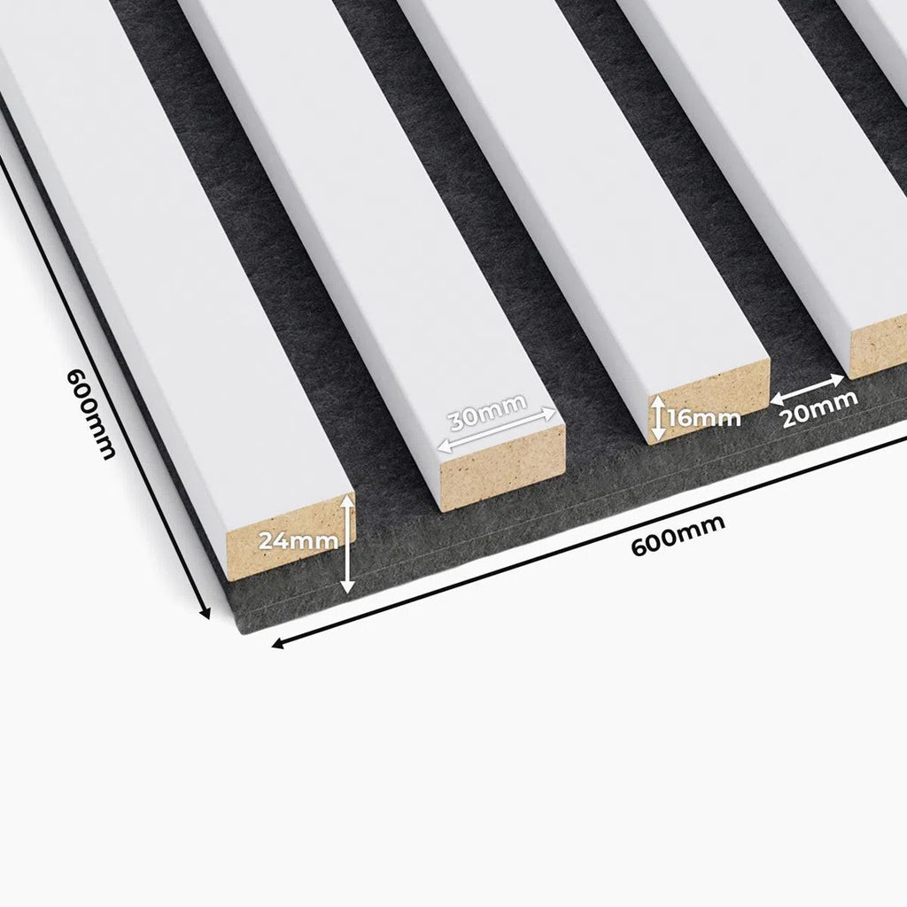 Acoustic Slats panel square - WHITE - Slats acoustic 3D Panels | DecorMania