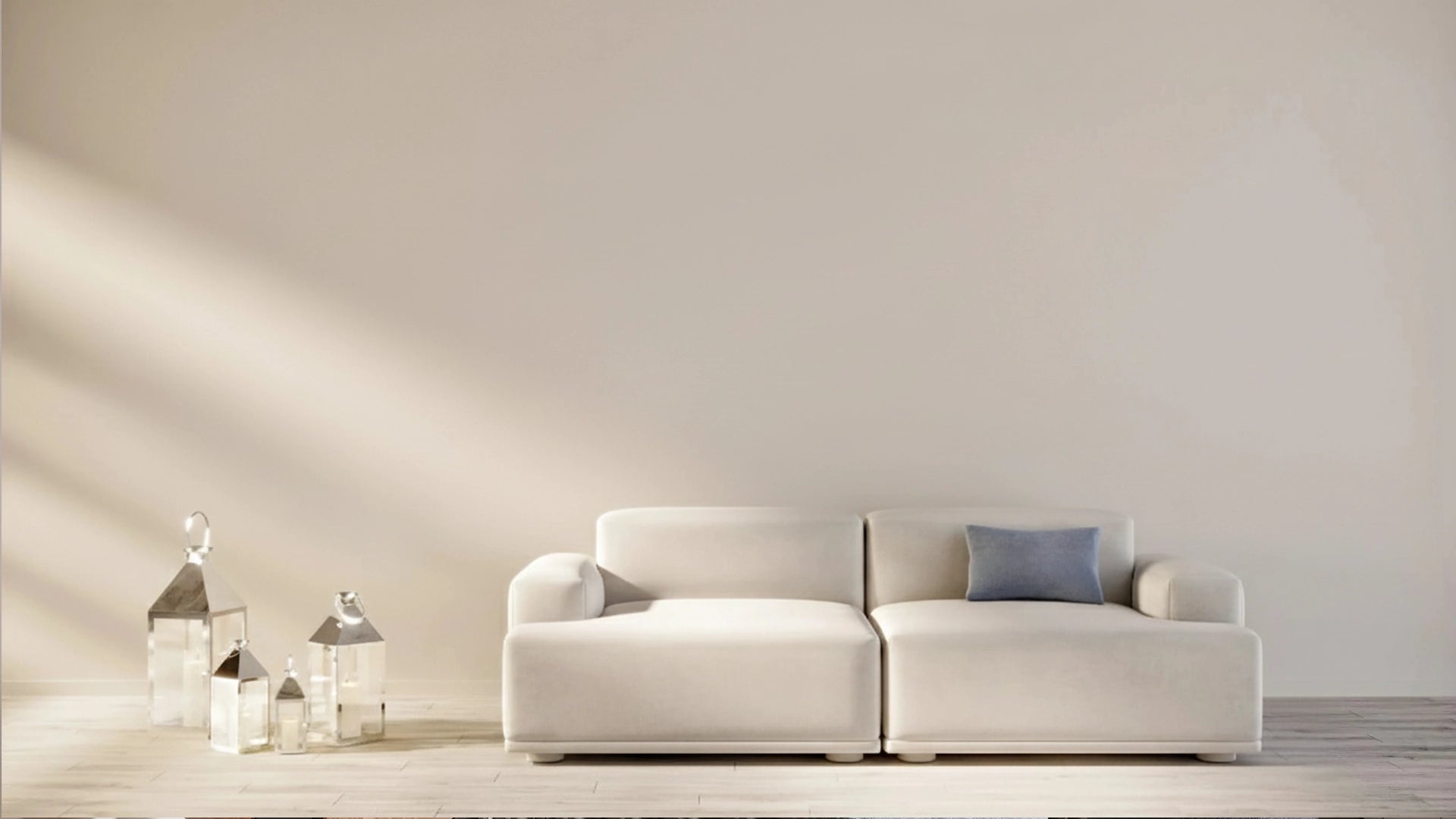 Fluffo EDGE Soft Acoustic Wall Panel on white wall in living room interior before mounting