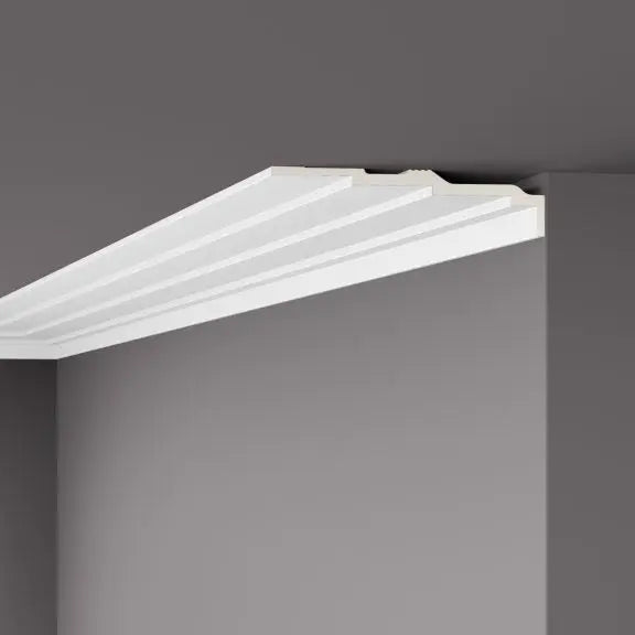 AD21 ART DECO 2M Ceiling Coving on the grey ceiling   DecorMania UK