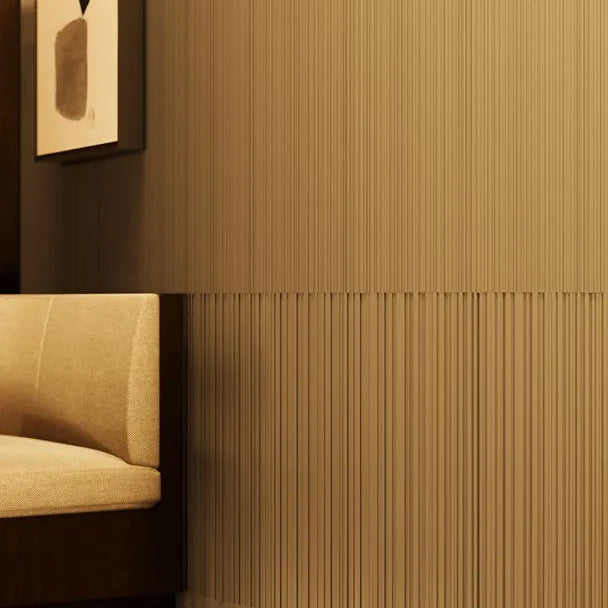 Close-up of ALLEGRETTINO FLEX ARSTYL flexible wall panels wrapping around a curved restaurant wall