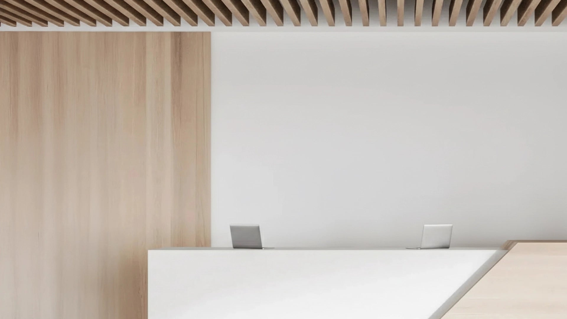 3D Cork Acoustic Wall Panels before and after in reception interior