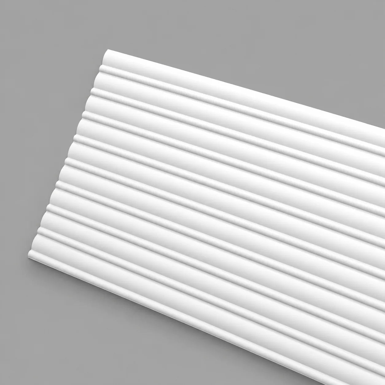 White CANOPEE MIX wall panel with alternating wide and narrow rounded ribs on a grey background