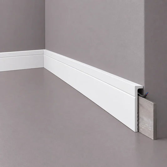 CF2 WALLSTYL white cover skirting board with cable concealment