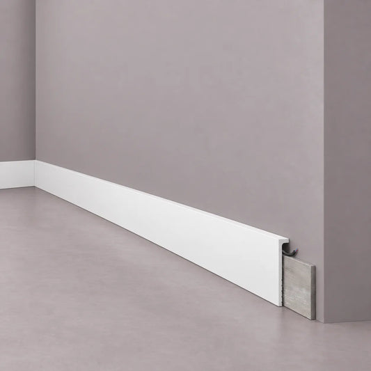 CF2S WALLSTYL white cover skirting board concealing existing skirting