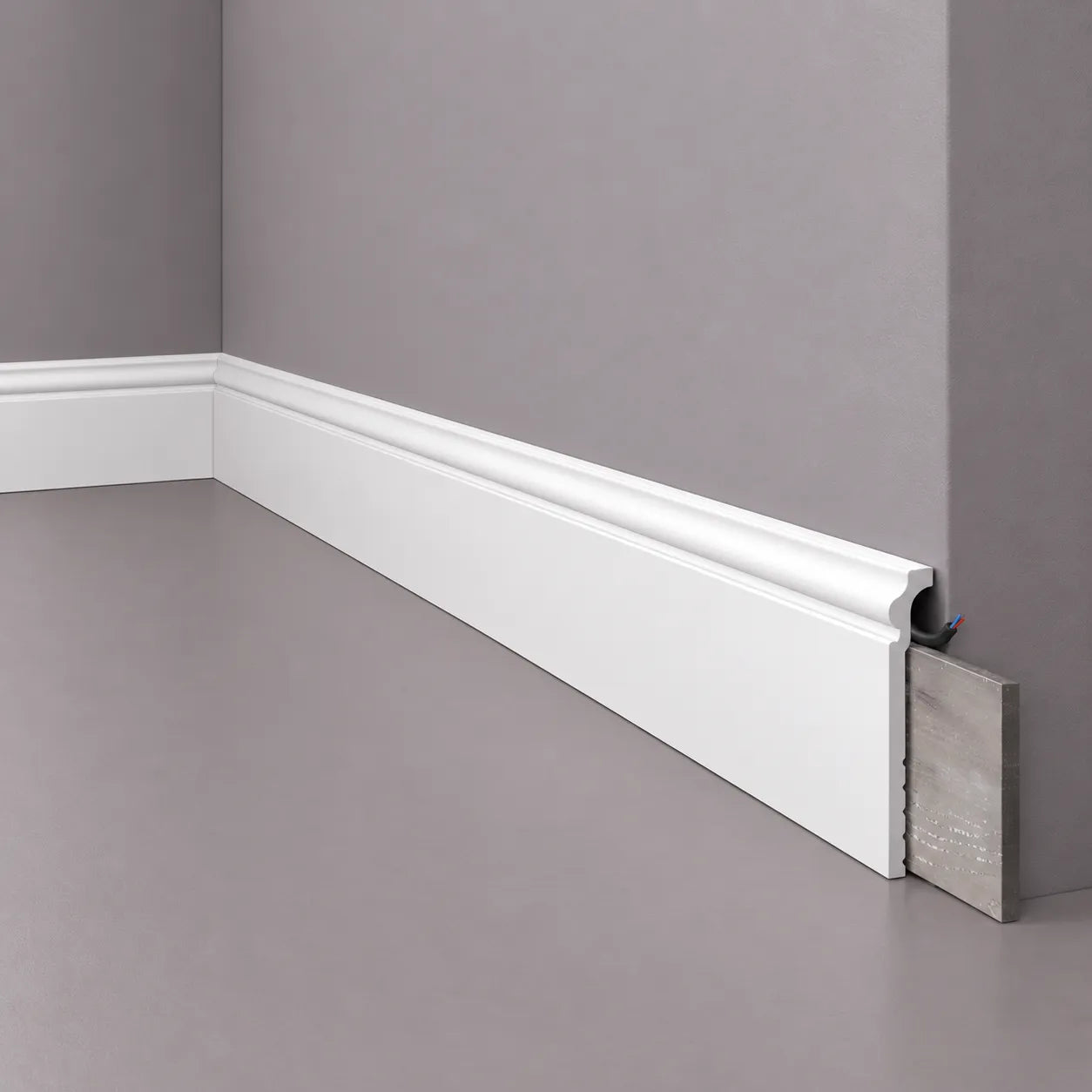 CF3 WALLSTYL cover skirting board with cable concealment over existing baseboard