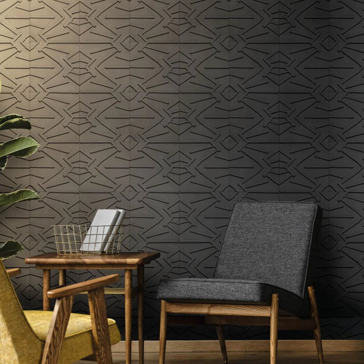 Concrete 3D Tile FORNAX Dark Grey - Box of 12 - 3D Concrete Tiles | DecorMania