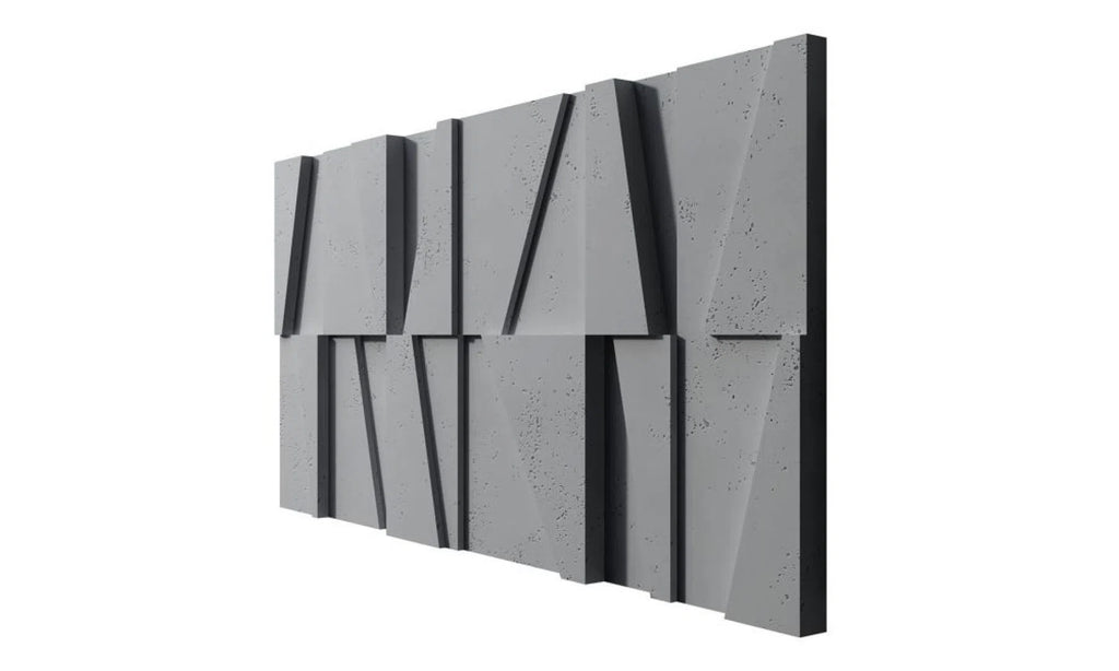 Close-up view of Concrete 3D Concrete Wall Panel BOOKCASE | DecorMania UK