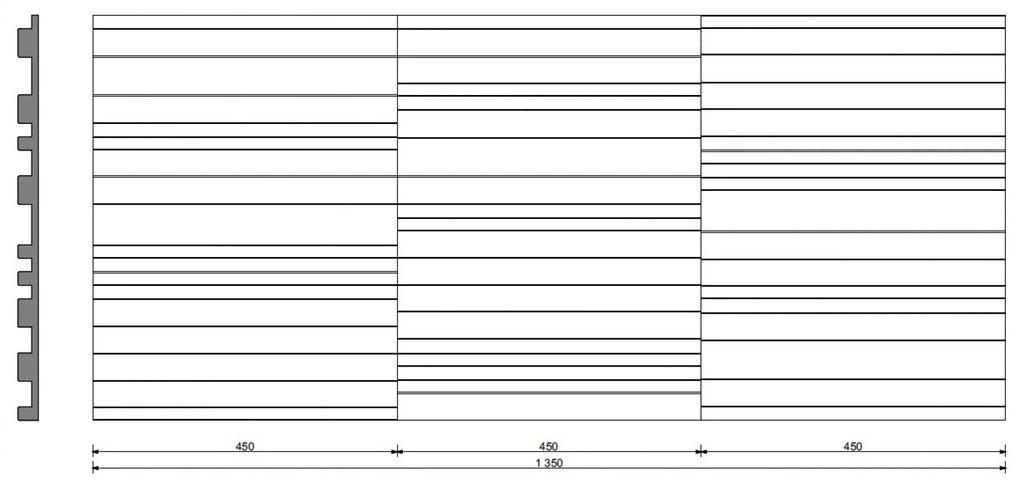 DIMENSIONS OF 3D Concrete Wall Panel RIFT MIXED | DecorMania UK
