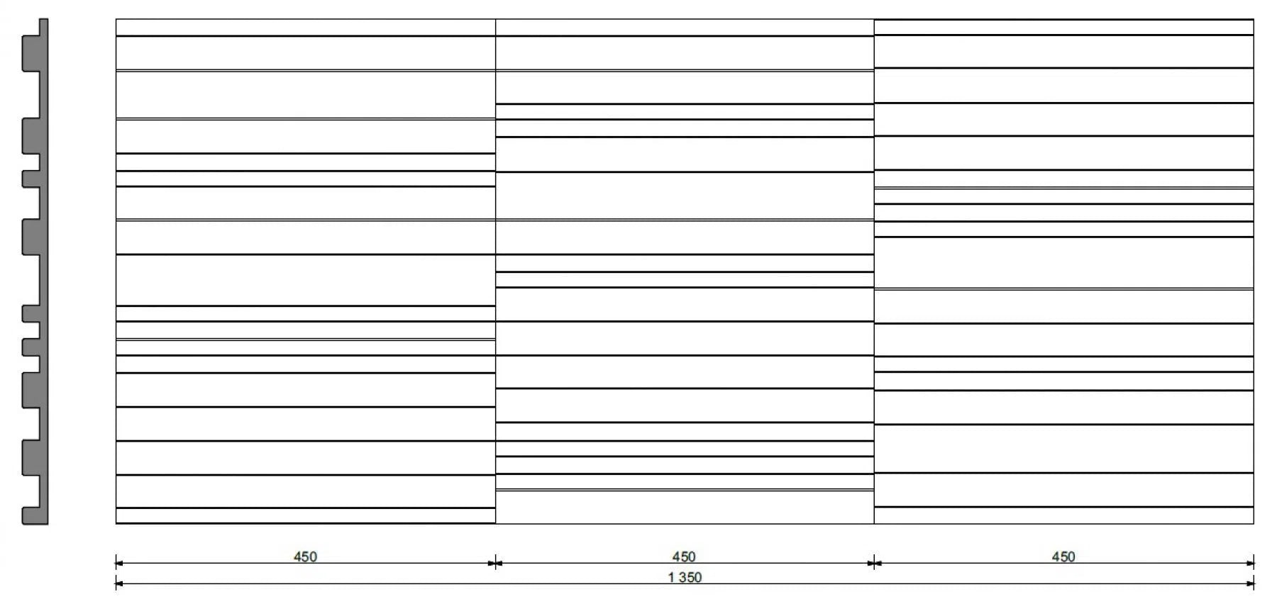 DIMENSIONS OF 3D Concrete Wall Panel RIFT MIXED | DecorMania UK