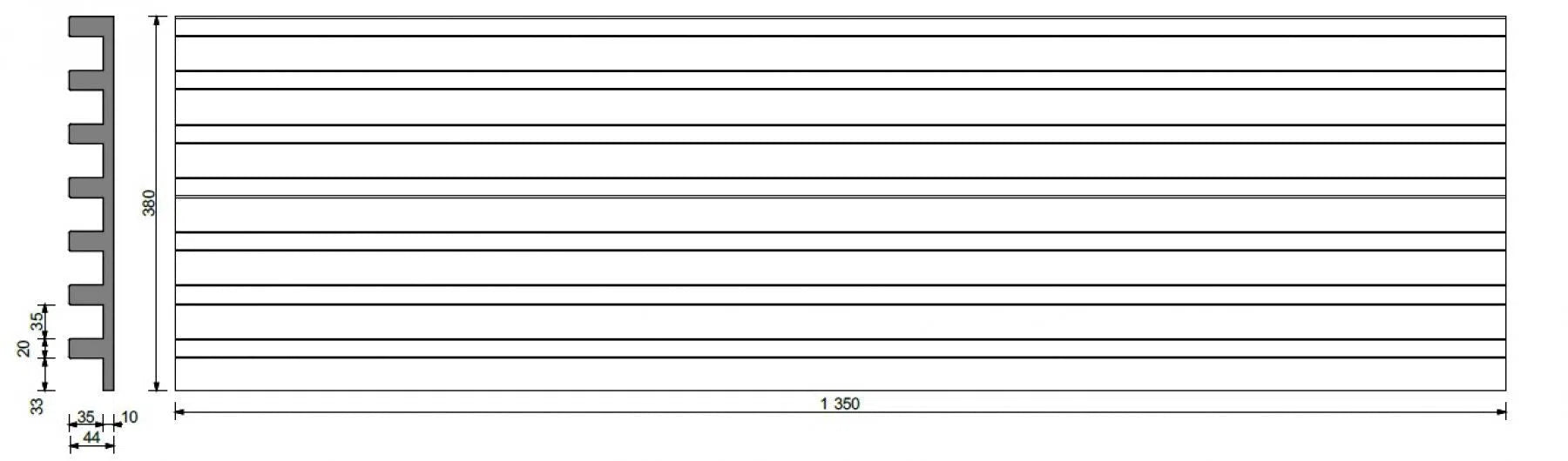 Dimensions of 3D Concrete Wall Panel RIFT XL | DecorMania UK
