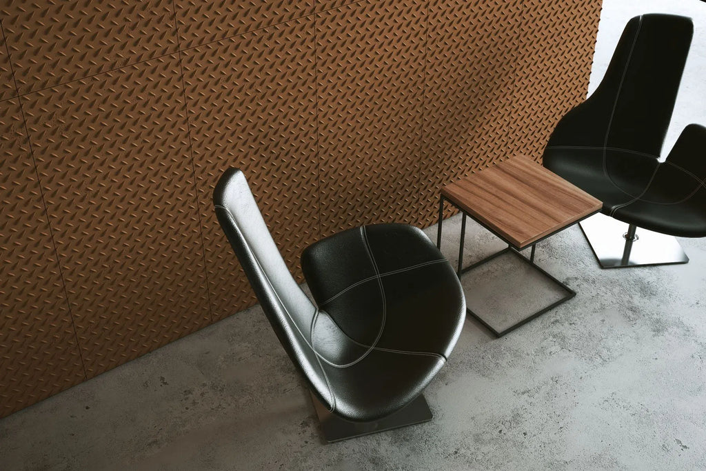 3D Concrete Wall Panel STEEL SHEET in a modern hallway | DecorMania UK