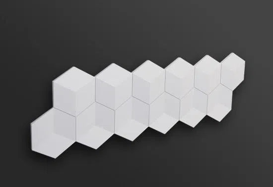 CUBE 3D Wall Panels ARSTYL® on a black background, showcasing the modern, geometric honeycomb design | DecorMania UK