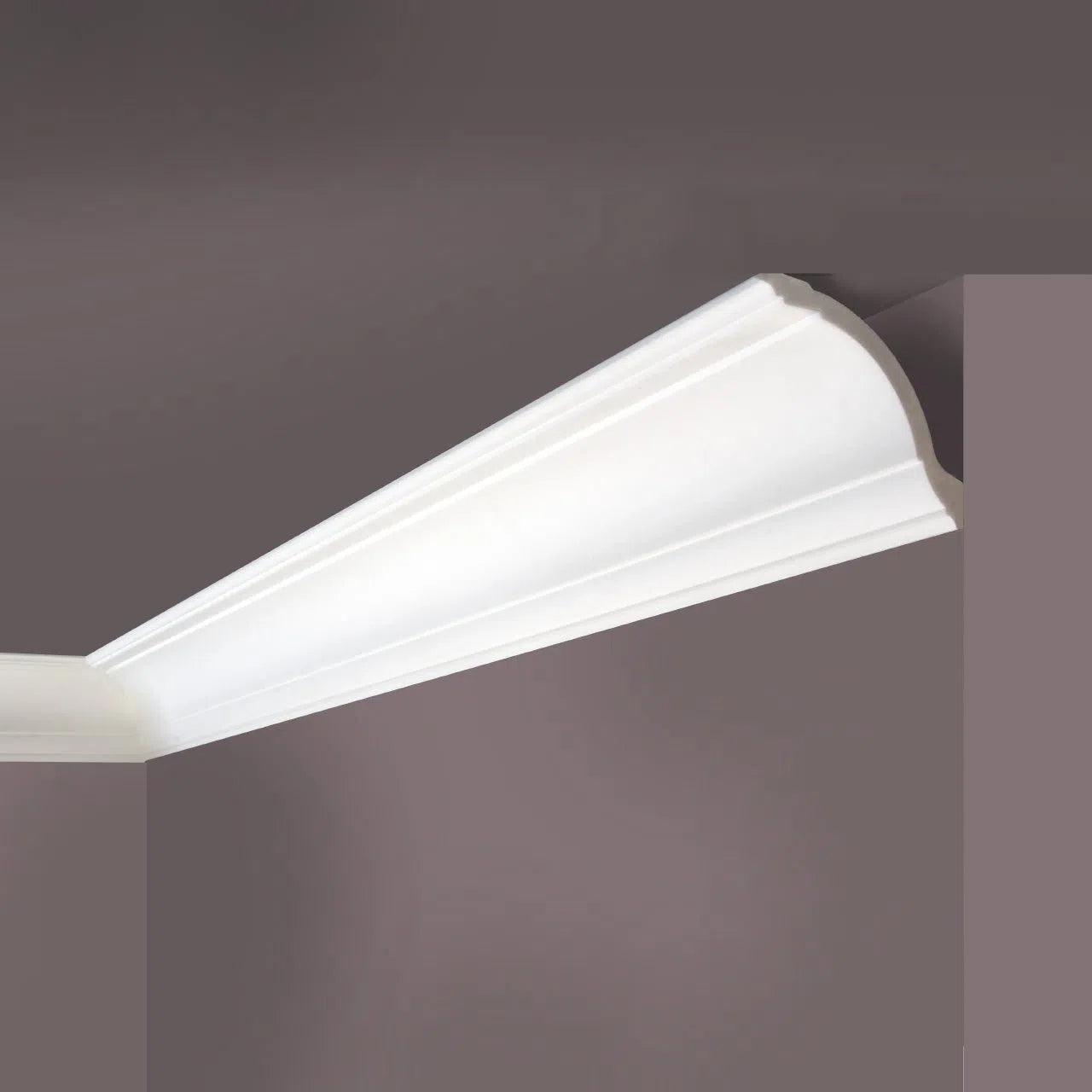 CYNTHIA (WT17) 2.44M Ceiling coving on a dark grey ceiling | DecorMania UK 
