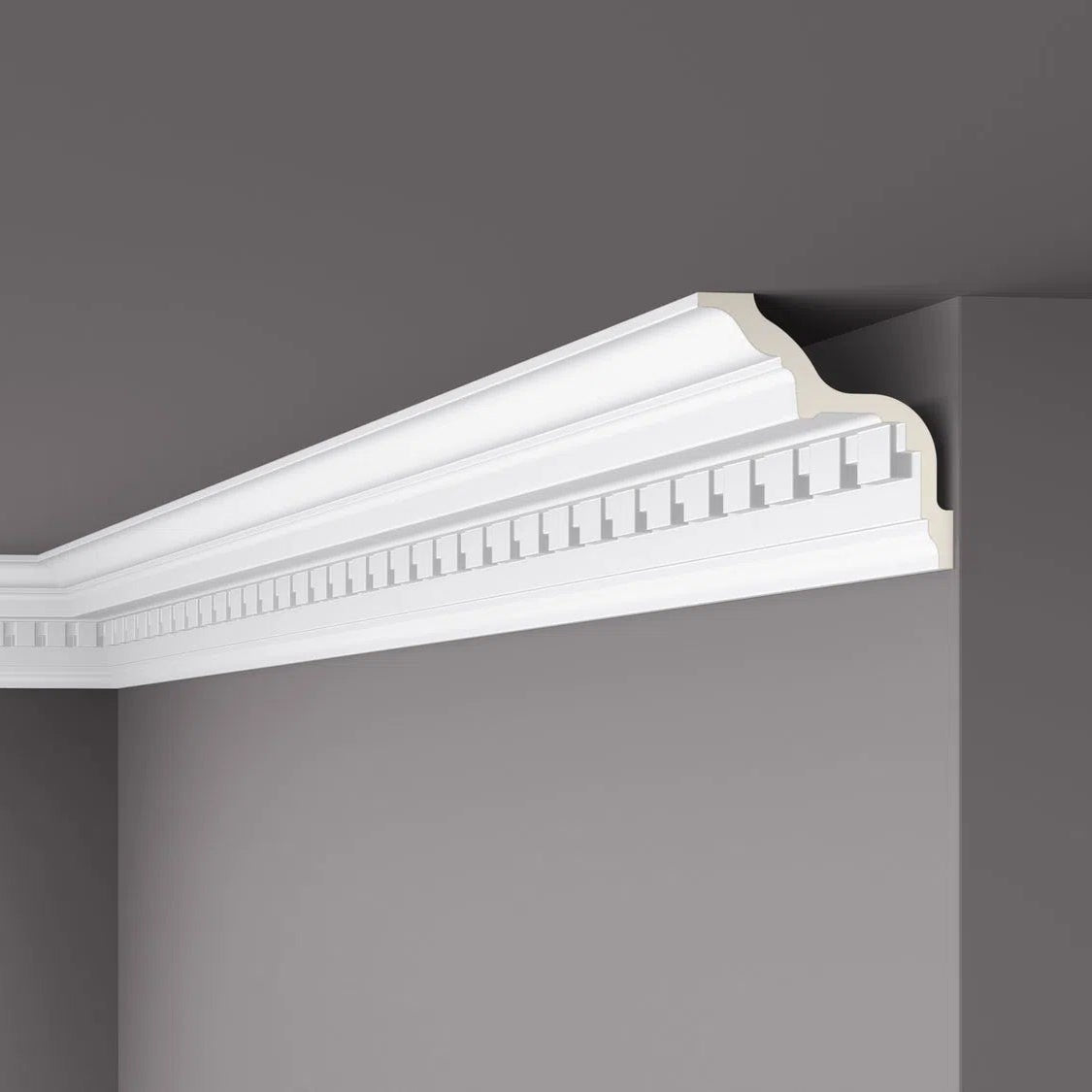 DANIELLA (Z5) ARSTYL® 2.44M Ceiling Coving on a dark grey ceiling  | DecorMania UK 