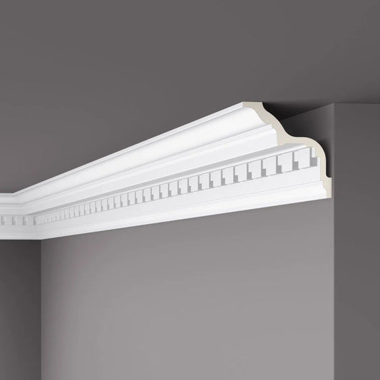 DANIELLA (Z5) ARSTYL® 2.44M Ceiling Coving on a dark grey ceiling  | DecorMania UK 