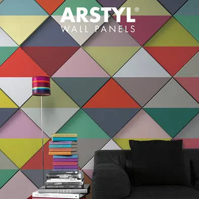 DOMINO 3D Wall panels ARSTYL® in a modern living room, adding a sophisticated geometric accent to the wall | DecorMania UK