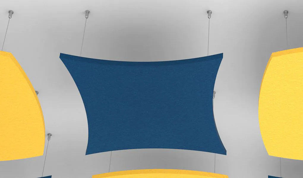Echo AIR - Acoustic Suspended Ceiling Panel blue on grey background Decormania UK