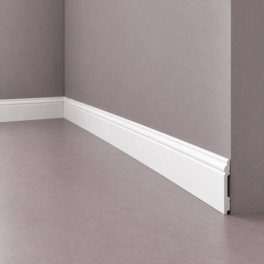 FB2F WALLSTYL white skirting board with classic decorative profile