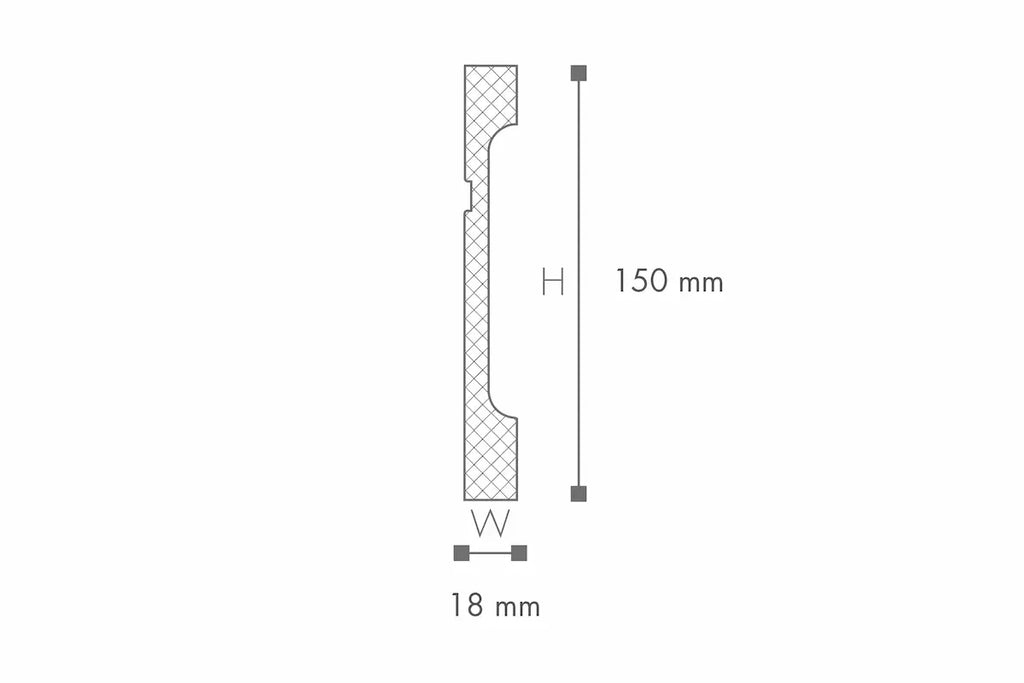 Dimensions of FD15 2m WALLSTYL® Skirting Board  | DecorMania UK