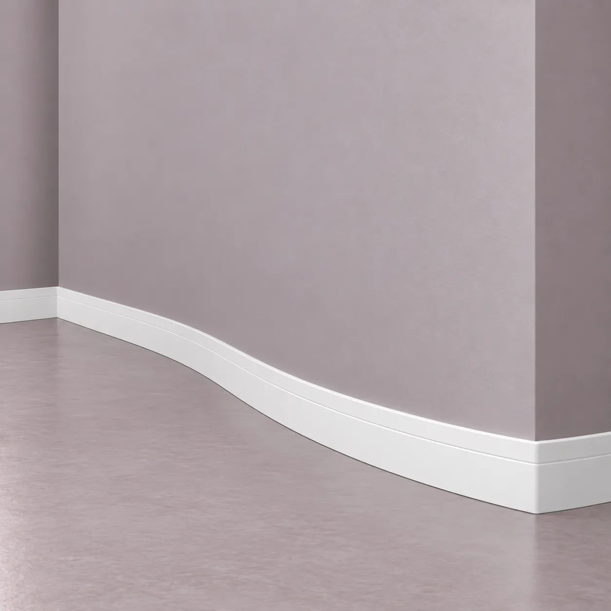 FD2 FLEX WALLSTYL flexible skirting profile shown on a curved wall section