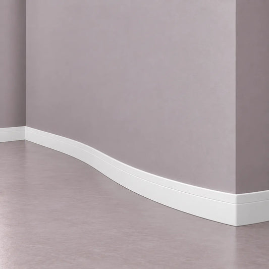 FD2 FLEX WALLSTYL flexible skirting profile shown on a curved wall section