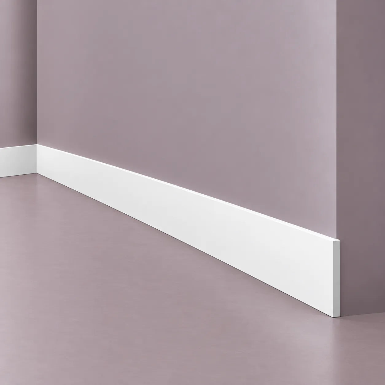 White FL10 WALLSTYL skirting board with clean minimalist profile