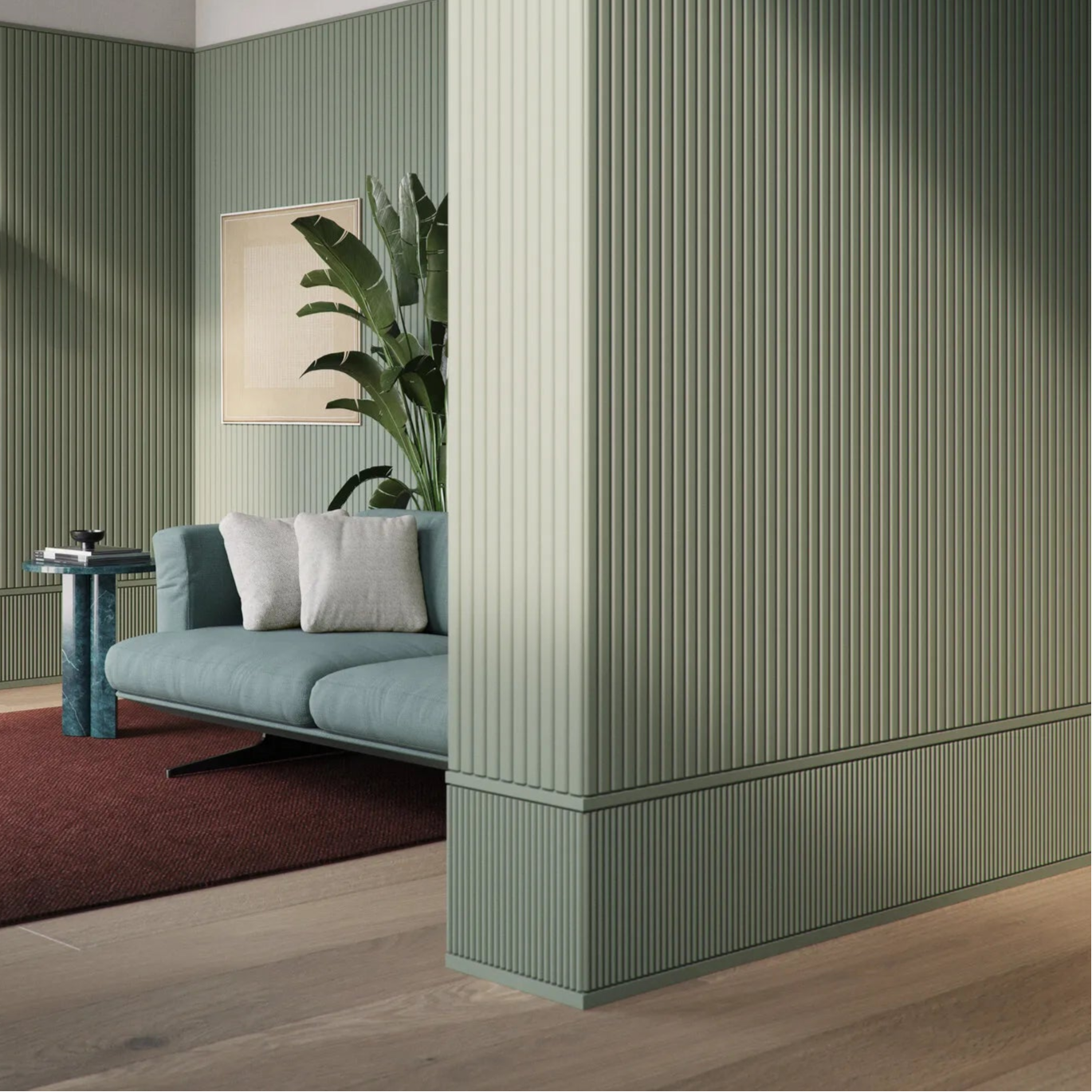 FL11 WALLSTYL® Panel Moulding | in a contemporary living room | DecorMania UK