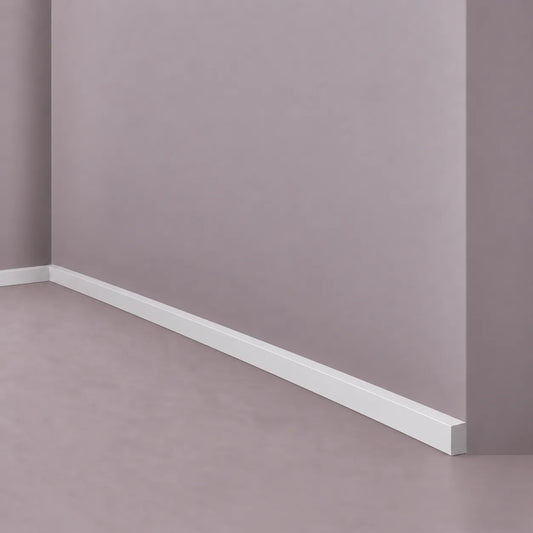 White FL15 WALLSTYL skirting board with slim minimalist profile