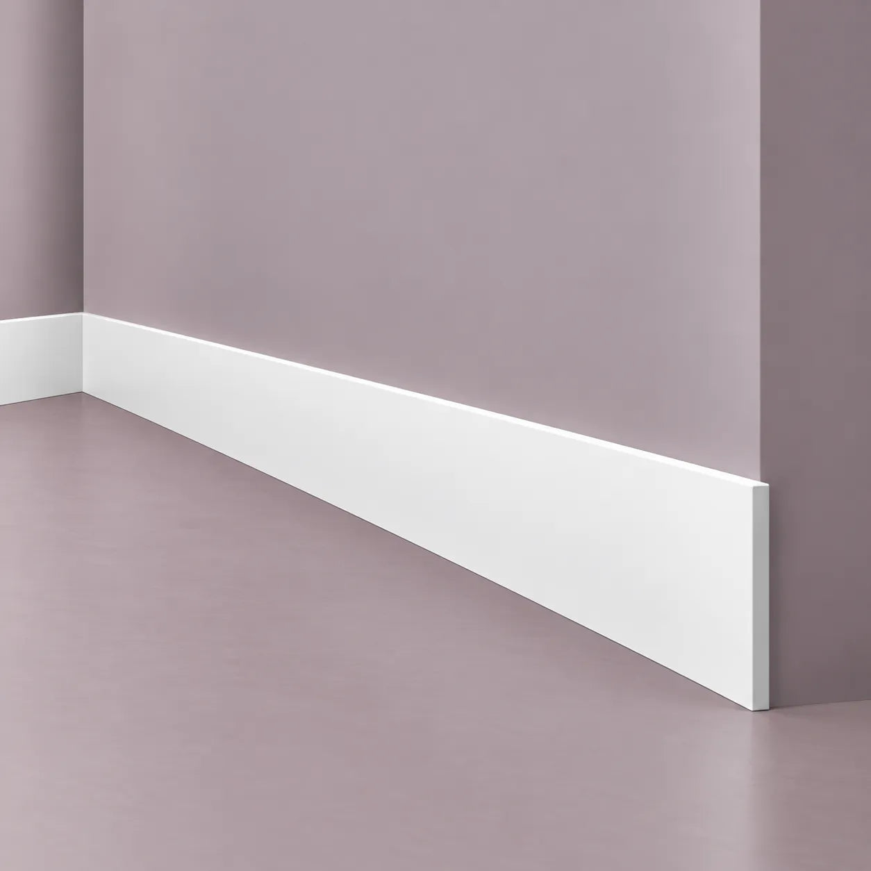 White FL9 WALLSTYL skirting board with clean minimalist profile