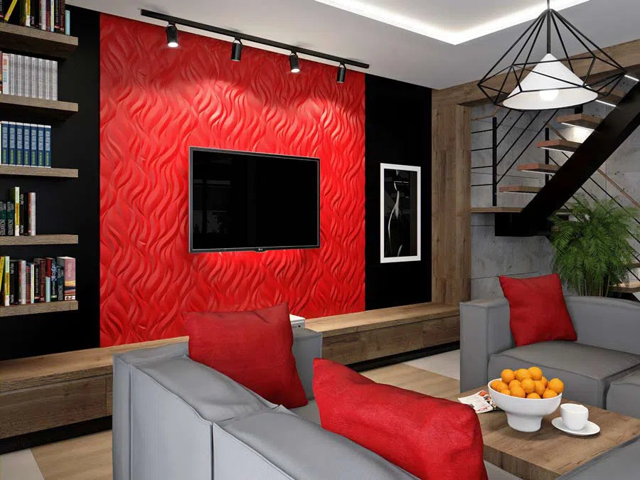 FLAMES 3D Wall Panel Model 05 - 3D Polystyrene Wall Panels in a Contemporary | DecorMania UK