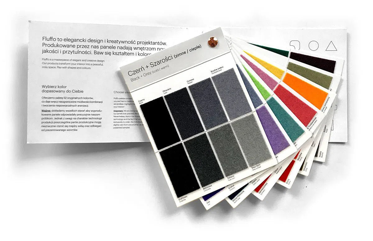 Fluffo Colour Chart Booklet on white background Decormania UK