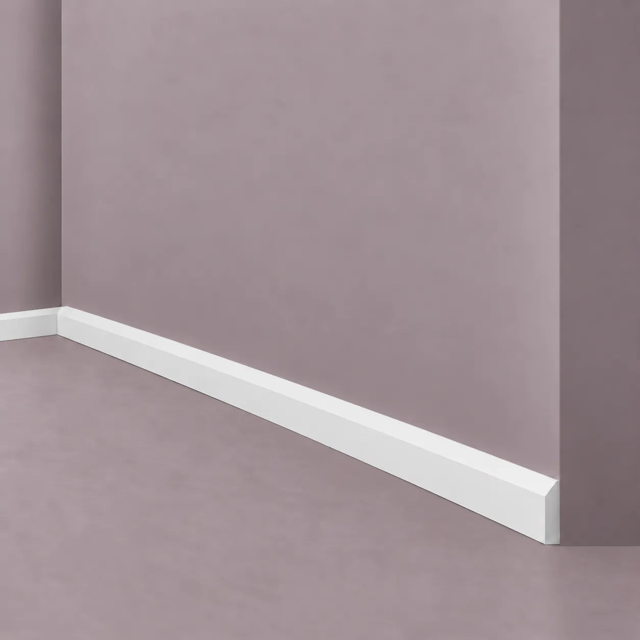 FT1 WALLSTYL reversible skirting profile shown in a minimalist interior corner