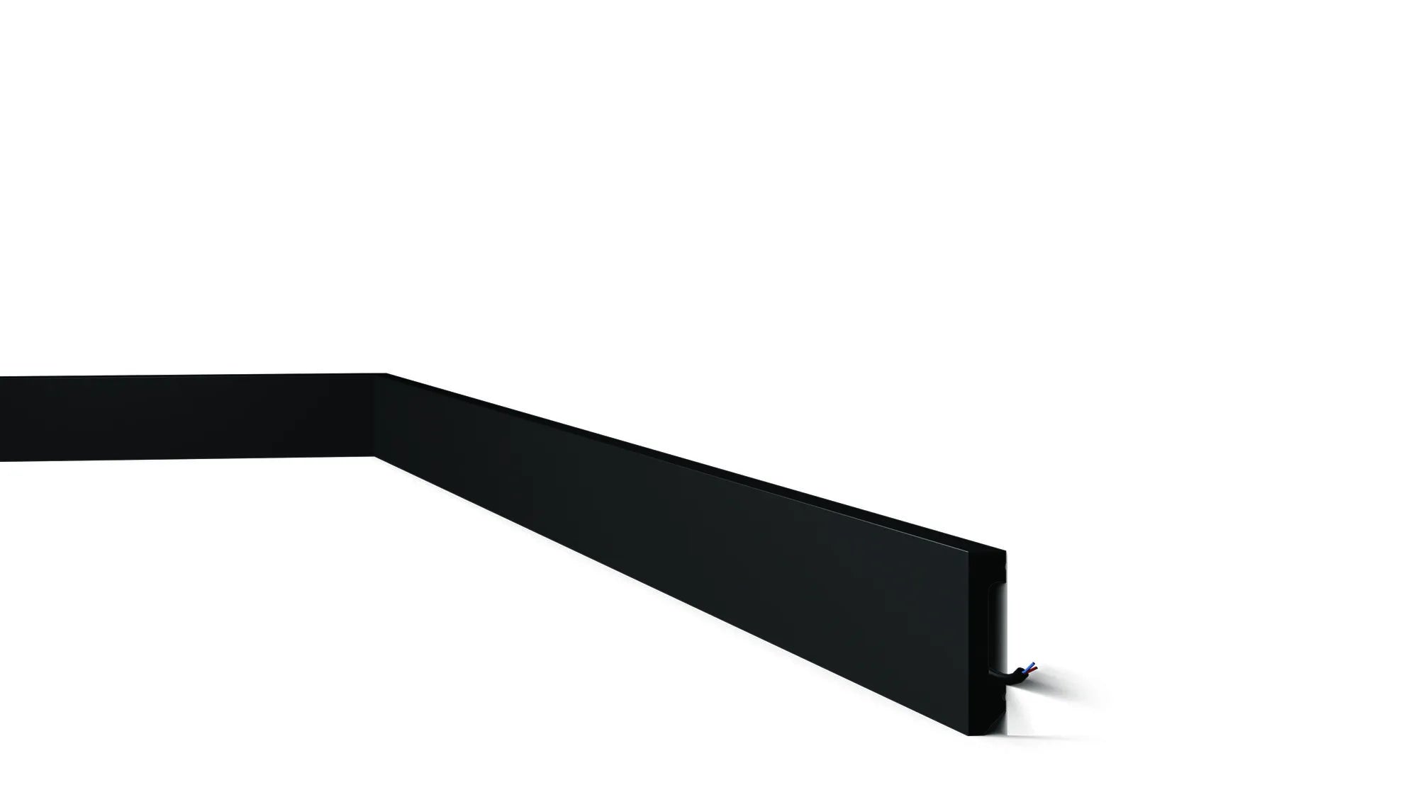 Close up view of FT2 BLACK WALLSTYL Skirting Board | showcasing the sharp lines and elegant finish | DecorMania UK