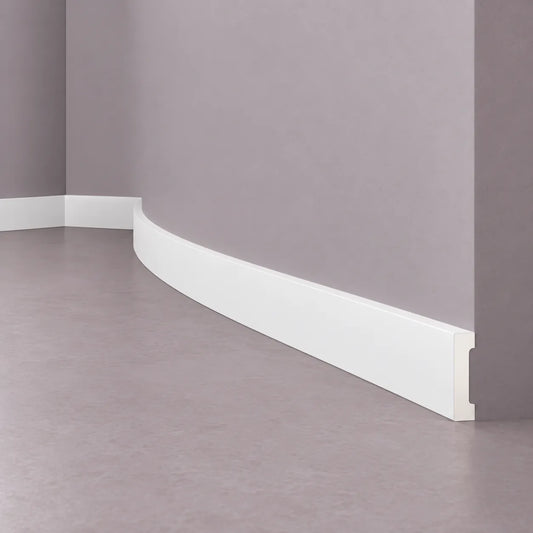 FT2 FLEX WALLSTYL flexible white skirting board for curved walls